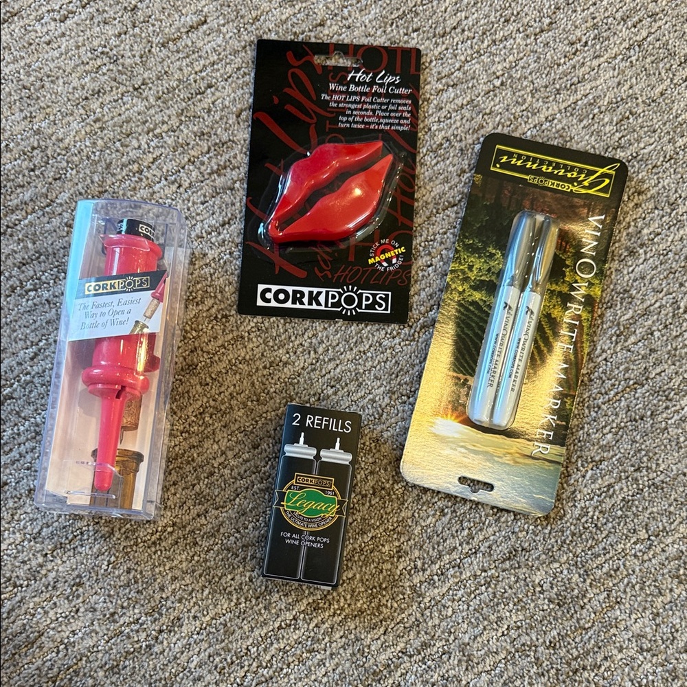 CorkPops Bundle!  Wine opener, foil cutter, refills, and markers!